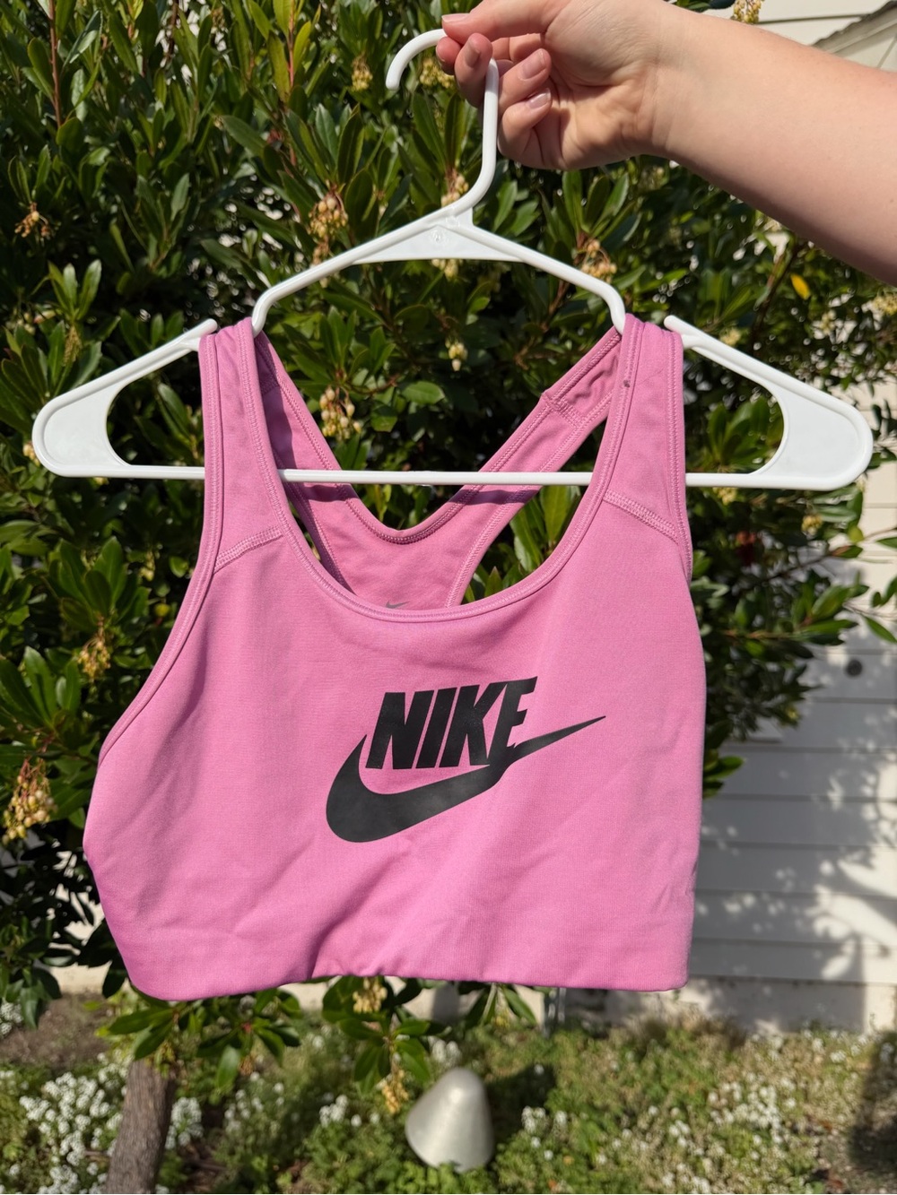 Nike Pink Racerback Sports Bra with Black Logo
